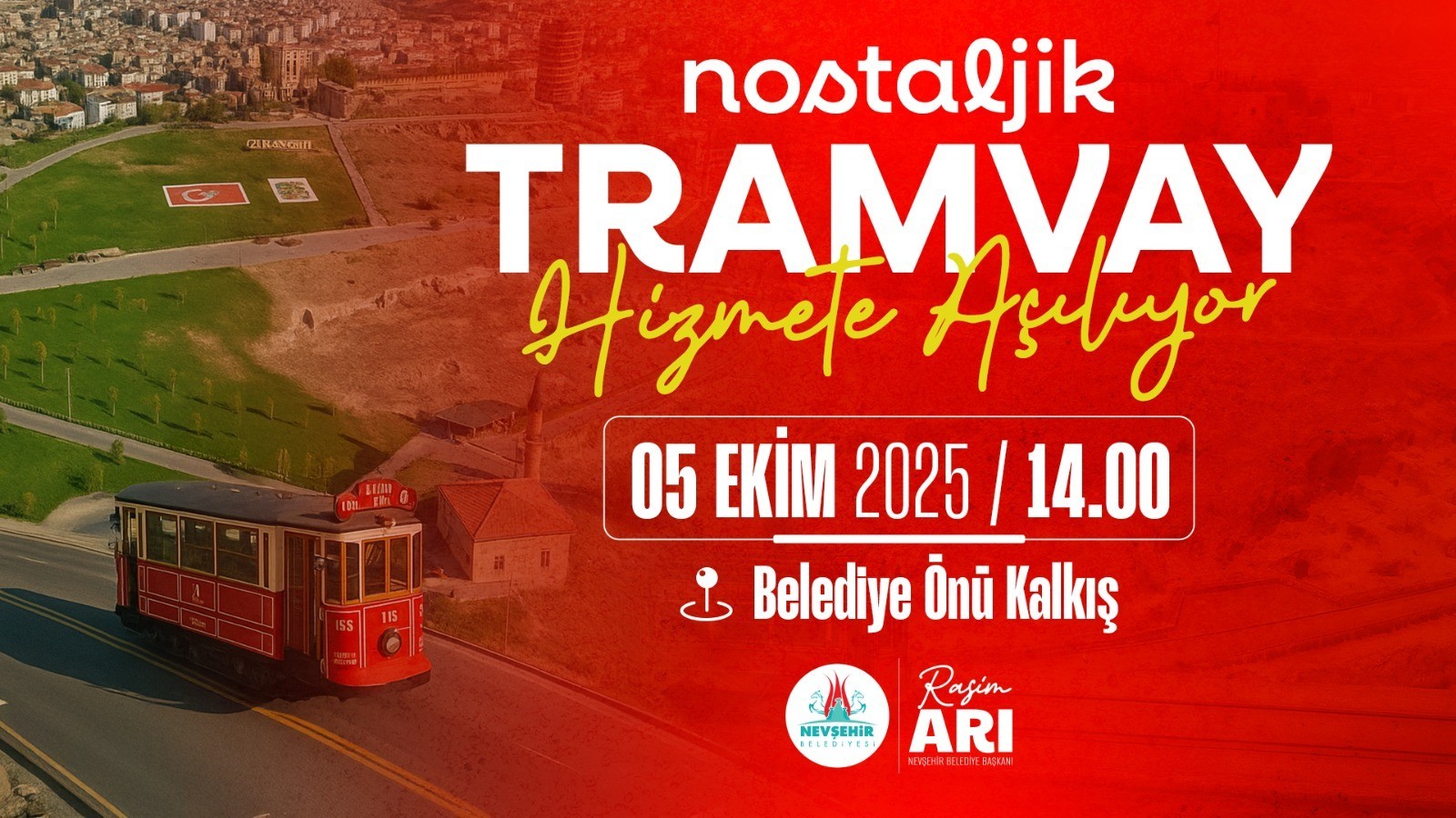 NEVŞEHİR’DE BİR İLK; Nostaljik Tramvay Hizmete Açılıyor