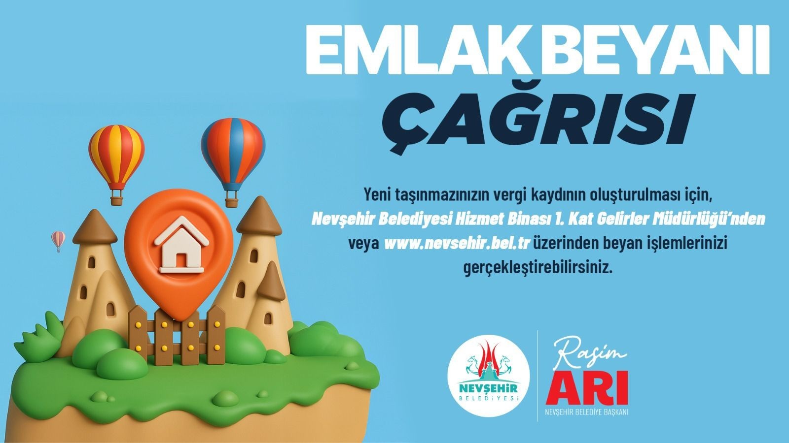 Nevşehir Belediyesi'nden Emlak Beyanı Çağrısı