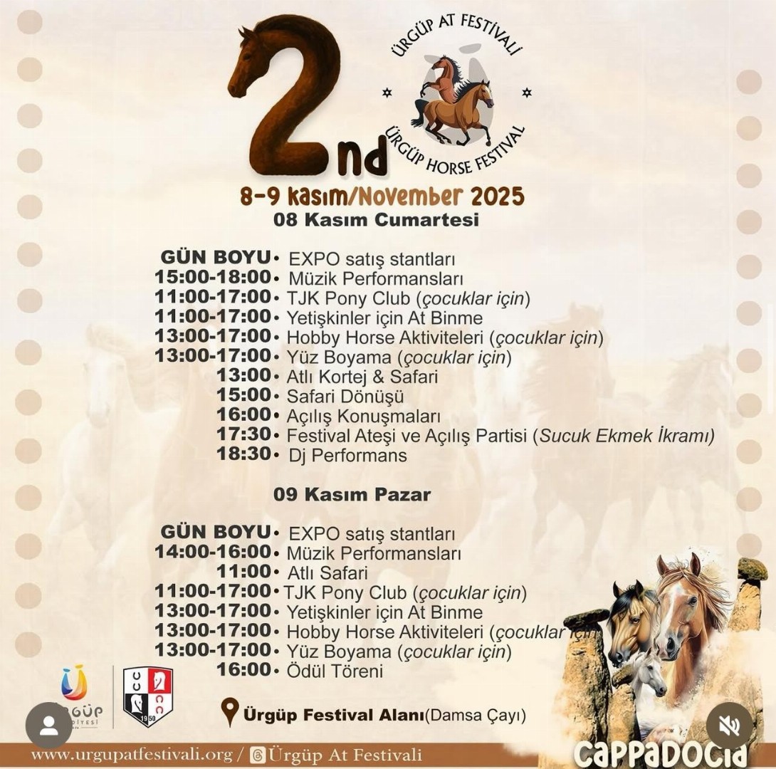 Ürgüp’te Atların Şöleni Başlıyor: 2. Ürgüp At Festivali 8–9 Kasım’da!