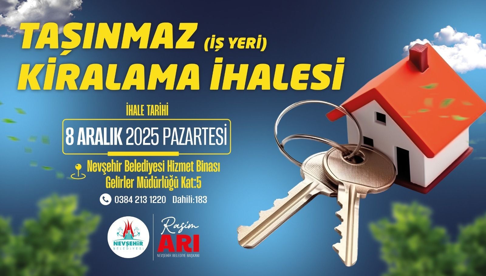 Nevşehir Belediyesi, Taşınmazlar İçin Kiralama İhalesi Yapacak