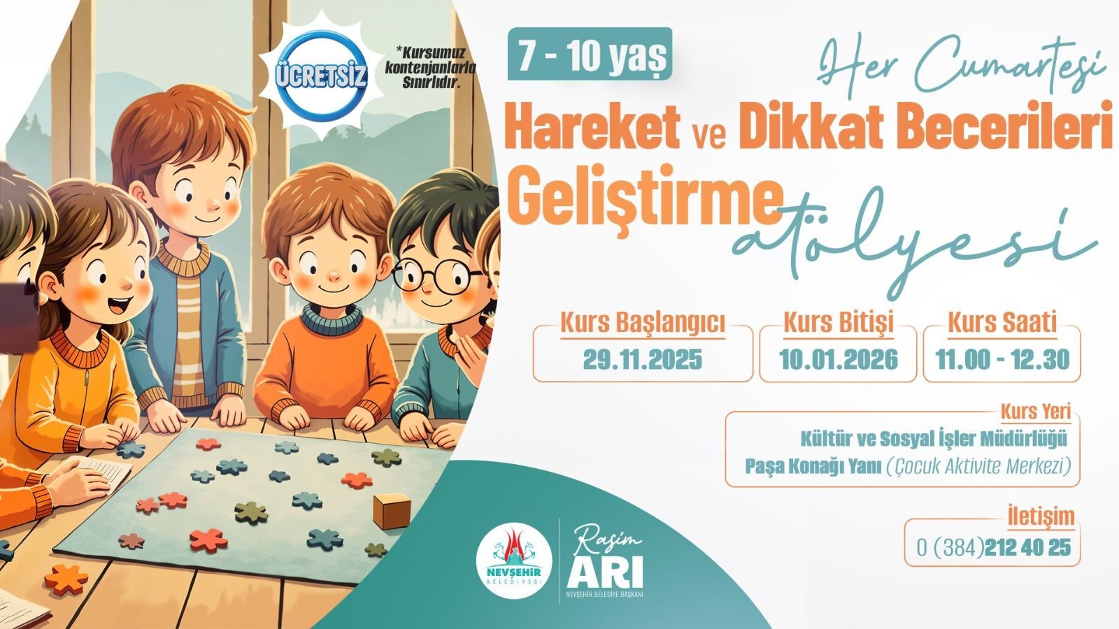 Hareket ve Dikkat Becerileri Geliştirme Atölyesi Kursu Açılacak