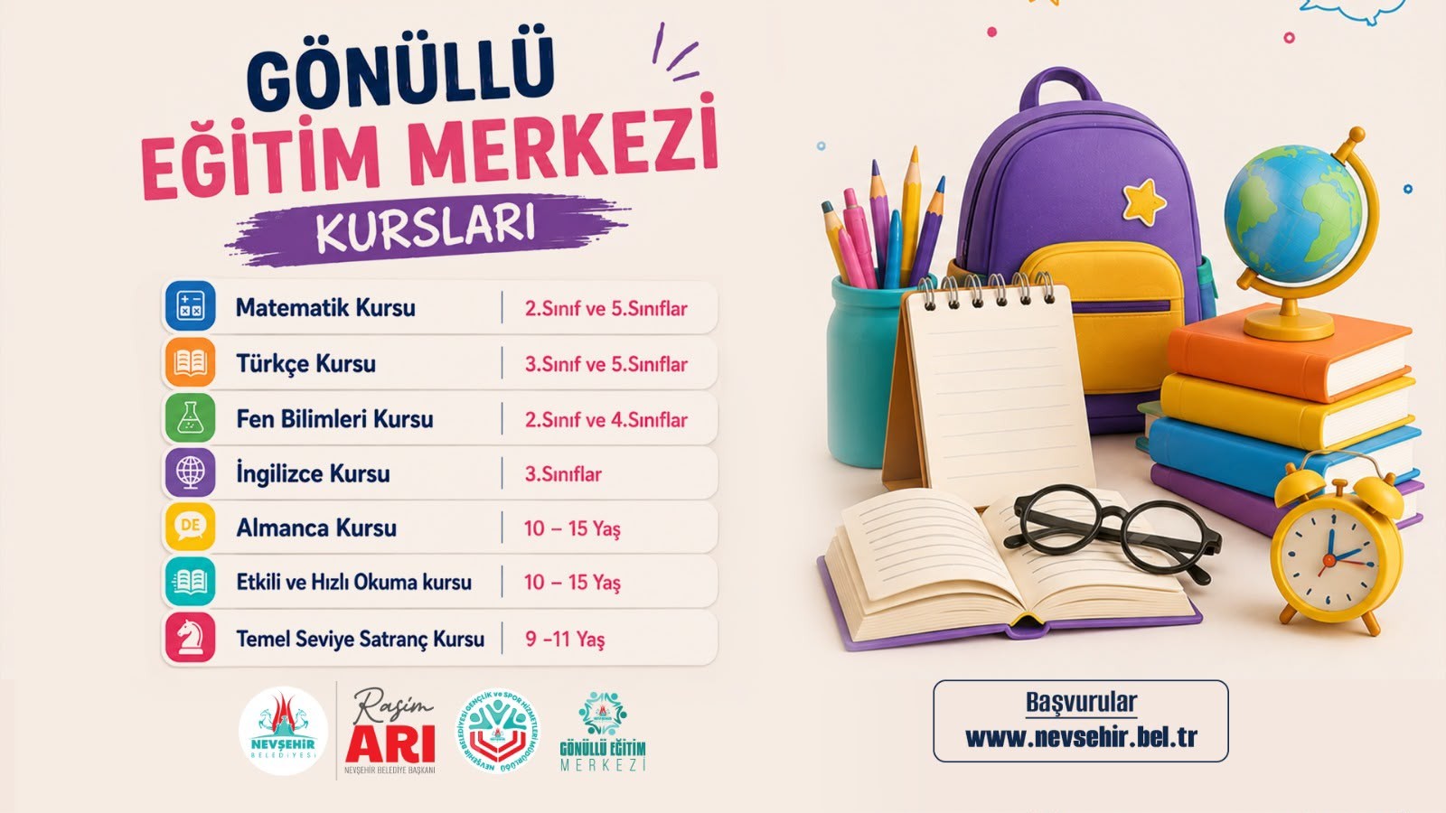 Nevşehir Belediyesi Gönüllü Eğitim Merkezi’nde Güz Dönemi Heyecanı Başlıyor