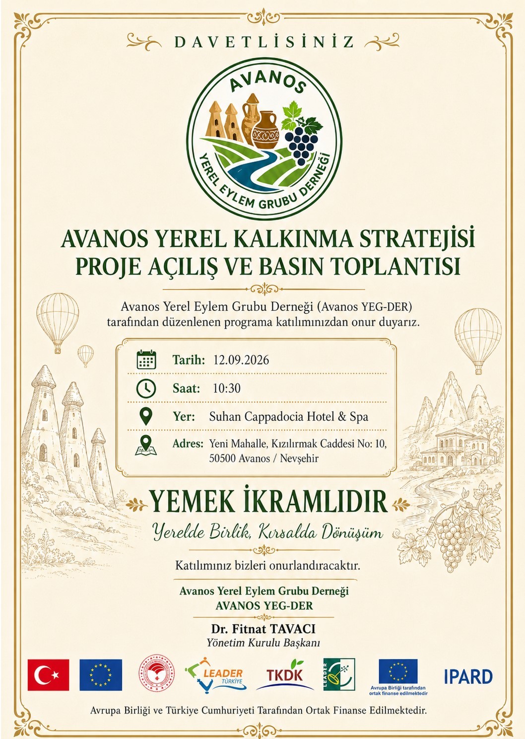AVANOS YEREL EYLEM GRUBU, 12 EYLÜL 2026'DAN KIRSI KALKINMA VİZYONU AÇIKLIYOR