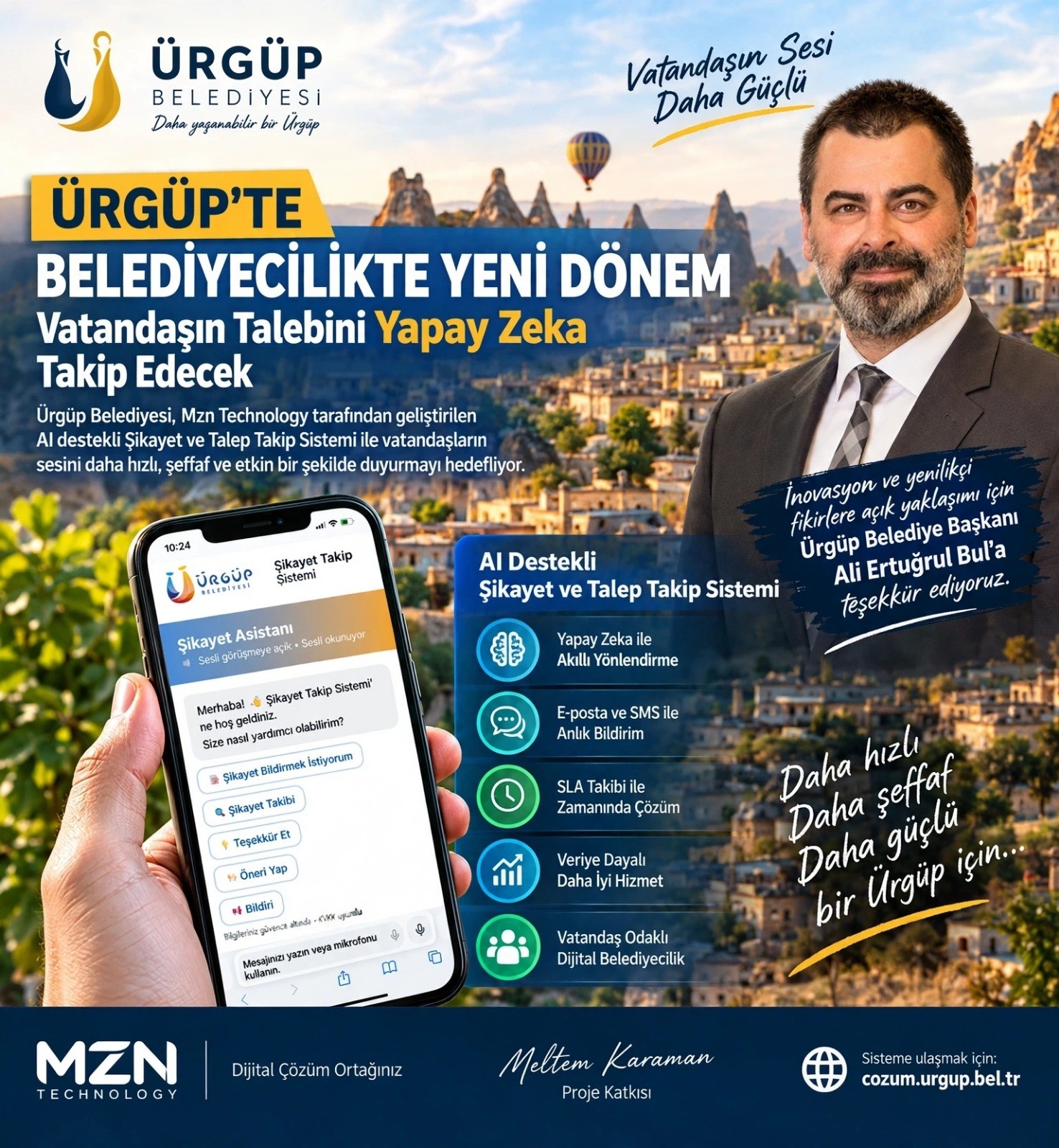 Ürgüp’te Belediyecilikte Yeni Dönem: Vatandaşın Talebini Yapay Zeka Takip Edecek
