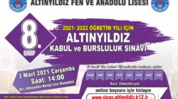 ALTINYILDIZ FEN VE ANADOLU LİSESİ İL GENELİ 8.SINIFLAR KABUL VE BURSLULUK SINAVI TAKVİMİ AÇIKLANDI.