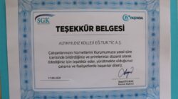 NEVŞEHİR SGK’DAN ALTINYILDIZ EĞİTİM KURUMLARINA TEŞEKKÜR BELGESİ