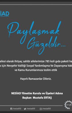 NESİAD Ramazan ayı için 785 paket gıda yardımı yaptı.