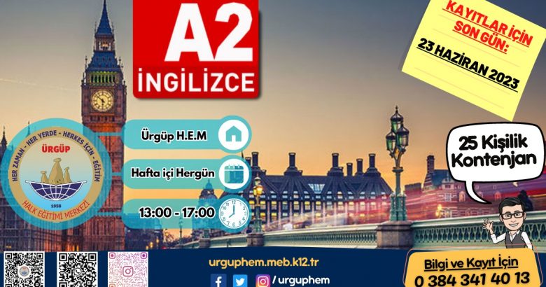  Ürgüp HEM’den İngilizce A2 seviye kursu